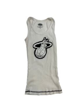 NBA Majestic Threads Women's SM Miami Heat White Black Bling Tank Top
